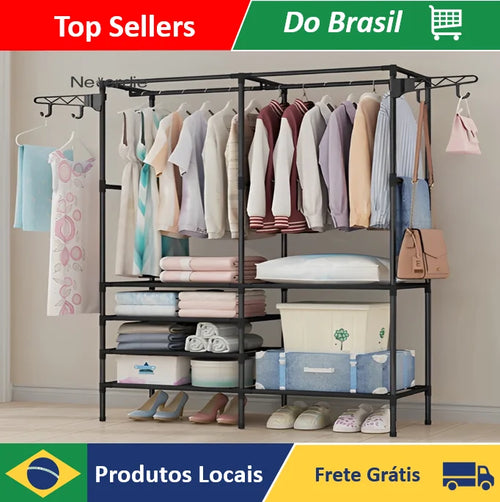 Tragbare Garderobe Mehrzweck Arara Unmontavel Kleiderbügel Kleiderständer Regal Organizer Regal-Neverdie Store