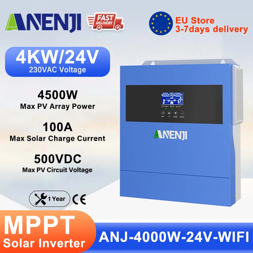 The Sun Bridge | 4kW Hybrid Solar Inverter 24V with 100A MPPT & WiFi Monitoring