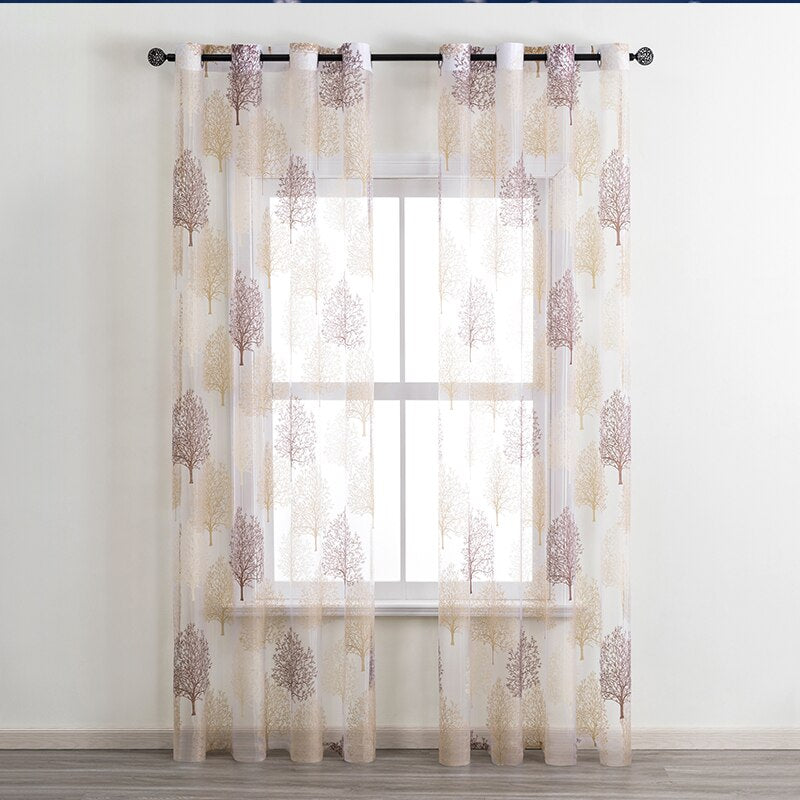 BILEEHOME Coffee Small Sheer Curtains for Living Room the Bedroom Kitchen Modern Shower Tulle Curtains Finished Window Treatment
