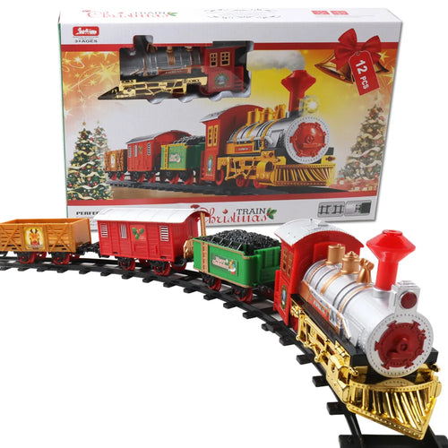 Weihnachts-Elektro-Eisenbahn-Zug-Musik-Eisenbahn-Zug-Spielzeug-Gleise-Auto-Simulation-Musik-Licht-Weihnachts-Neujahrsgeschenke