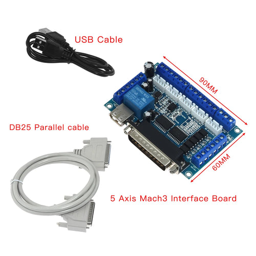 5-Achsen-CNC-MACH3-Breakout-Board mit USB-DB25-Kabel mit Optokoppler für Nema17 Nema23 Schrittmotor-Treibersteuerung