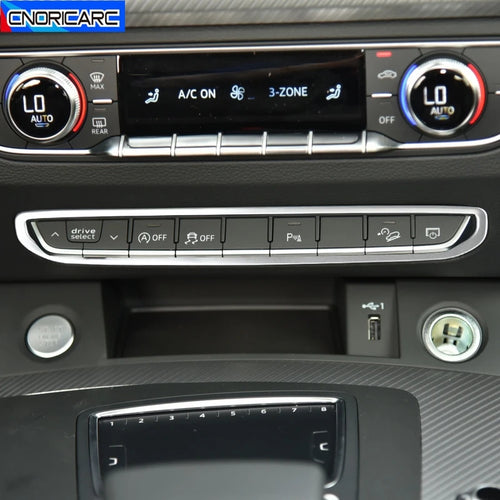 Mittelkonsole Taste Rahmen Carbonmuster Dekoration Abziehbilder Auto Für Audi Q5 FY 2018-2022 Edelstahl Interieur Zubehör