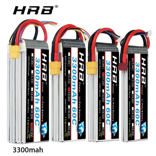 HRB Lipo Battery 3S 4S 6S 3300mAh 7.4V 11.1V 14.8V 18.5V 22.2V 60C 120C with EC5 XT60 connector For FPV Quadcopter Helicopter