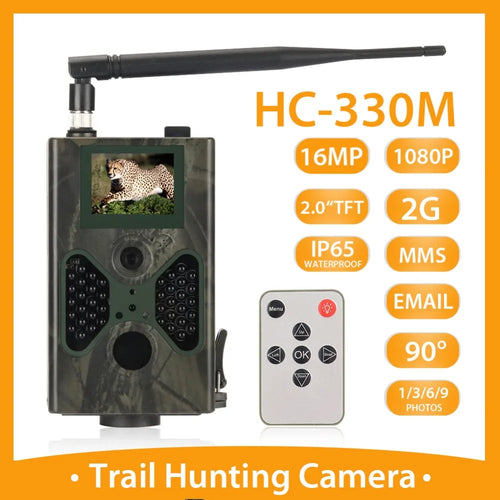 Mobilfunk-Wildkamera 16MP Fotofallen SMTP MMS GSM 1080P Nachtsicht HC330M Wildtier-Überwachungskameras drahtlos