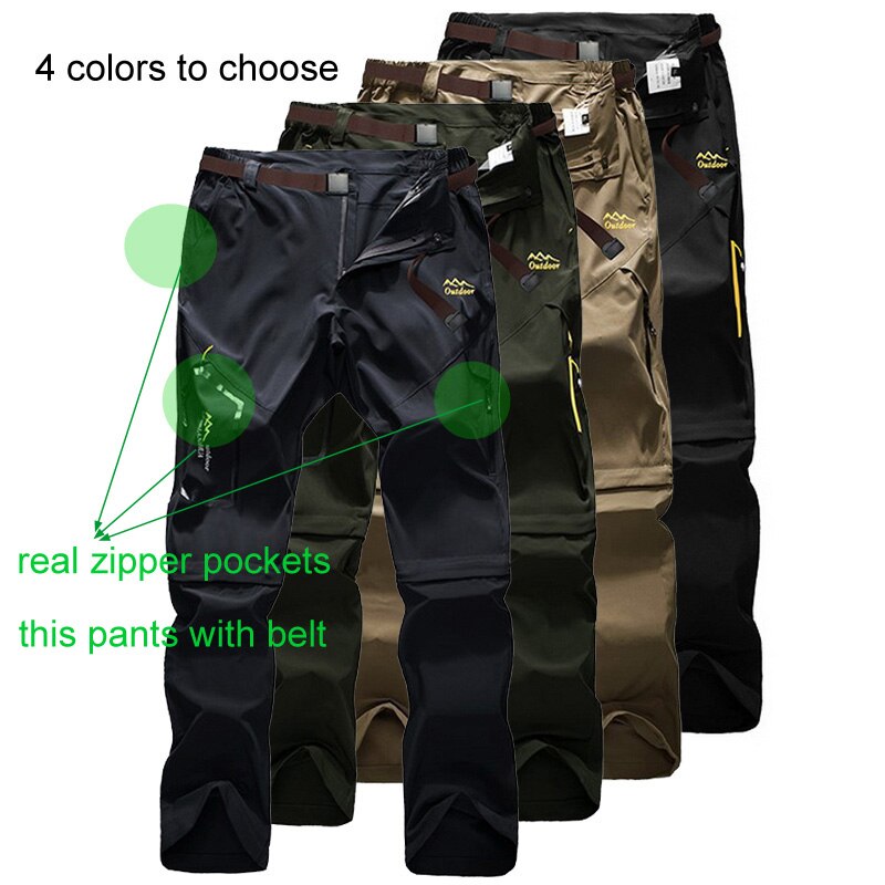 Full Removable Camping Hiking Pants Stretch Quick Dry Waterproof Trousers Outdoor Man Mountain Climbing/Fishing/Trekking Pants