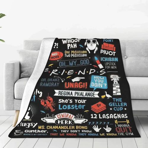 Friends TV-Show-Serie Decke Flanell Cartoon Central Perk Leichte, dünne Überwurfdecke für Bettwäsche Couch Bettteppich