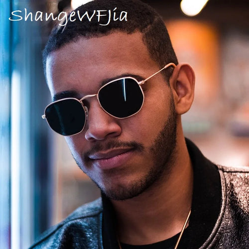 Hexagon Polarized Sunglasses 2024 Men Women Square Polygon Sun Glasses Luxury Brand Design Retro Frame Eyewear de sol hombre