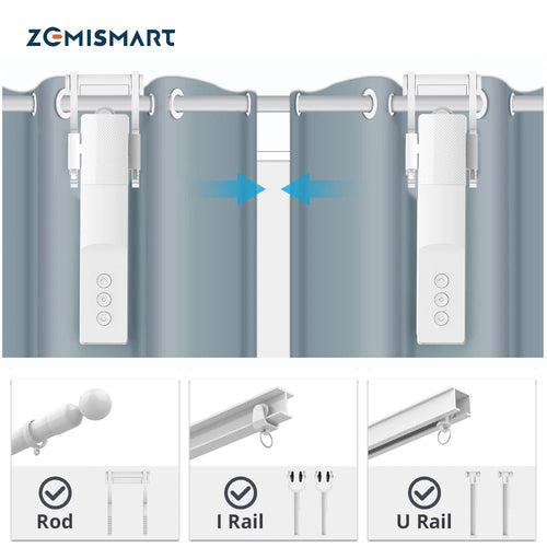 Zemismart Zigbee Smart Vorhangantriebsroboter für römische Rollos I-Schienenführung Kompatibel mit Tuya Smart Life Alexa Google Home
