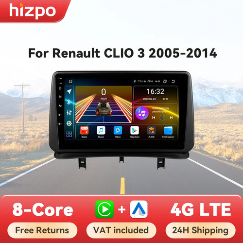 Hizpo Autoradio für Renault Clio 3 2005 2006 2007-2014 Multimedia Player Wireless CarPlay Android Auto Stereo GPS 4G