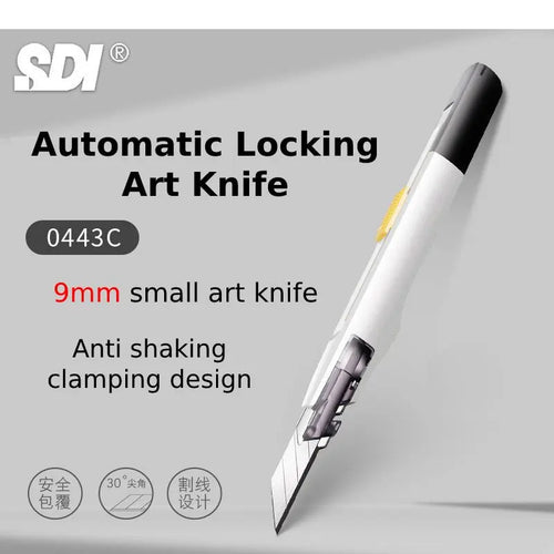Tragbares Universalmesser 9mm, kein Wackeln, 30° AutoLock, Taschen-Kartonschneider für leichte Büro-, Heimwerker- und Bastelarbeiten, Schnitzwerkzeuge