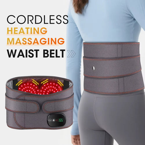 Cordless Hot Waist Belt Massager Lower Back Support Lumbar Protector Back Heated Vibration Massage Waist Brace Relief Pressure
