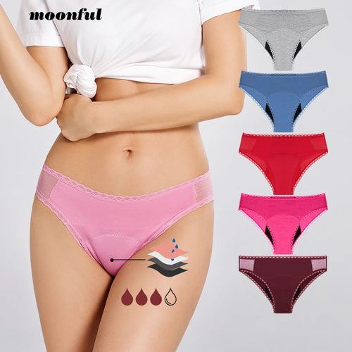 4-lagiger absorbierender Menstruationsslip Damen Bambusfaser Periodenslip für starke Monatsblutung Spitze Bikini Menstruationsunterwäsche