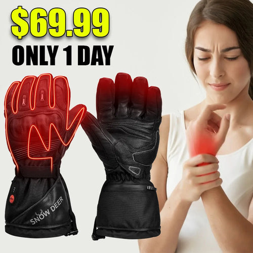 The Winter Sentinel | Genuine Leather Heated Motorcycle Gloves — Rechargeable, Waterproof