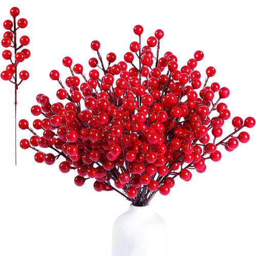 Künstliche Pflanze Stechpalme kleine rote Frucht Neujahr Weihnachtsbaum Heimfest Wohnzimmer Hochzeitsdeko DIY Geschenk Platzierungsstütze