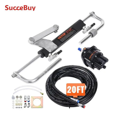 SucceBuy Hydraulisches Außenborder-Lenkungssystem 90 PS Marineboot Hydraulische Lenkung für Einzelsteuerstand-Boote mit Einzelmotor