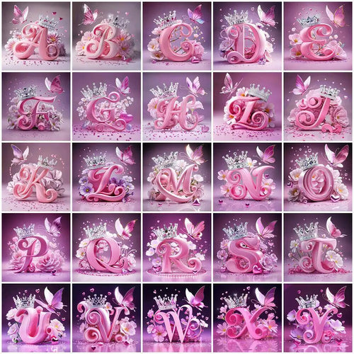 Huacan New Arrivals Diamond Painting Crown Letters Full Drill Mosaic Butterfly Alphabet Art Wall Decor For Home Craft Kit