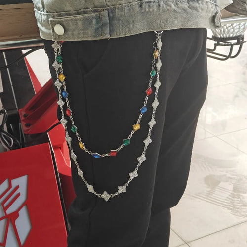 2025 New Model Flower Shape Hip Hop Pants Chain Fashionable Men And Women One's Waist Luxury Accessories Spring Gift