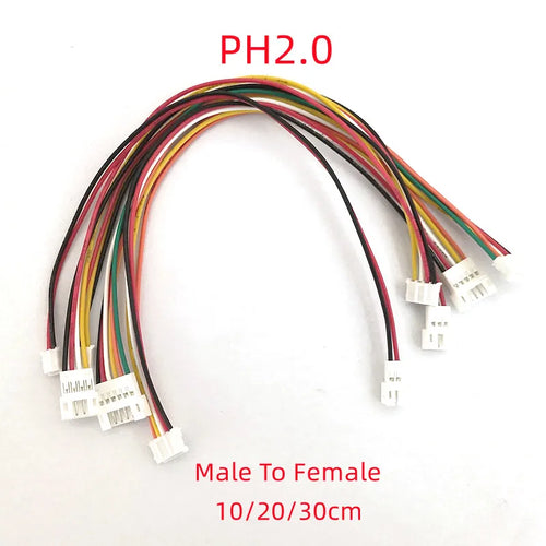 2 St. JST PH2.0 Verlängerungskabel 2/3/4/5/6-polig PH 2,0 mm Stecker auf Buchse Steckverbinder mit Kabellänge 10/20/30 cm 26AWG