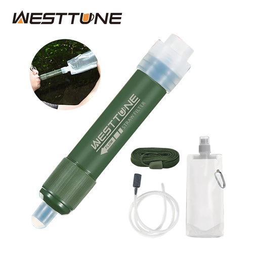 Westtune Outdoor Mini Camping Wasserfilter Strohhalm TUP Carbonfaser Wassertasche für Überlebens- oder Notfallausrüstung