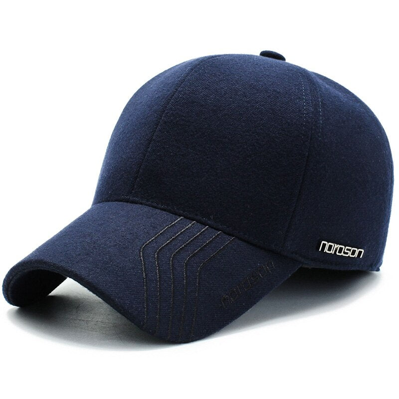 Wholesale Golf Hat Outdoor Thicken Warm Men Dad Hat Knitted Design Snapback Hat Sunscreen Visor Brim Shade Snapback Hat Earmuffs