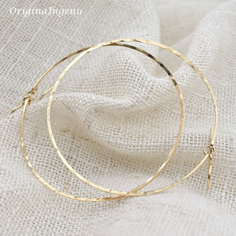 925 Silver Hammered Hoop Earrings Vintage Gold Filled Jewelry Handmade Orecchini Brincos Pendientes Oorbellen Earrings For Women