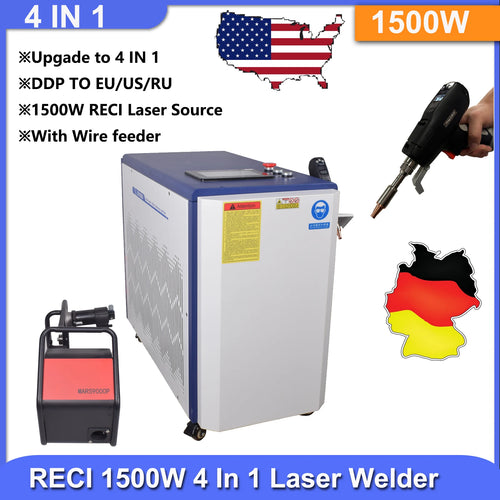 US-LAGER Handheld 1500W Laserschweißgerät 4 IN 1 Faserlaser-Schweißmaschine RECI Laser zum Metallschweißen Reinigen Schneiden