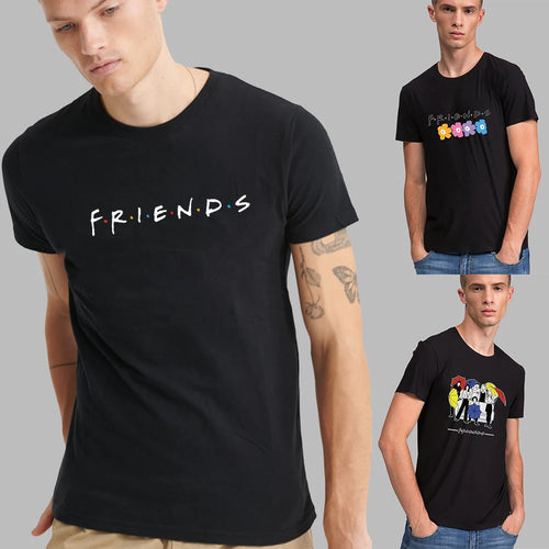 2022 Fashion Men New Summer O-Neck Short-Sleeve Shirt Friends Element Print T-Shirt Top Casual Loose Street Clothing Streetwear