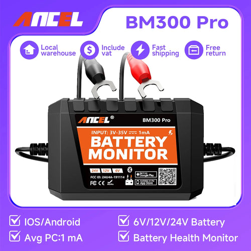 2025 Neuer ANCEL BM300 Pro Batteriemonitor 24V Batterietester 12V SOH SOC Batteriezustandsanalysegerät Batteriewerkzeuge