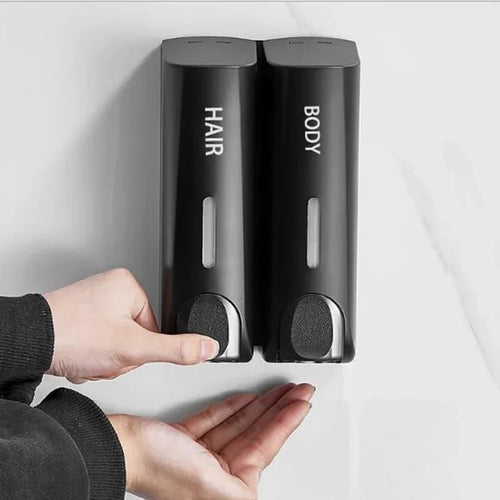 350ml Kammer-Duschspender, Wandmontierter Shampoo- und Conditioner-Spender, Bohrfreier Shampoospender für Badezimmer und Hotel