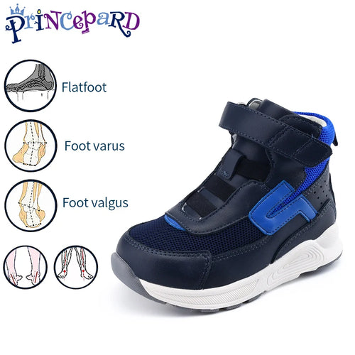 Jungen Orthopädische Schuhe Kinder Hoher Knöchel Freizeitsneaker Winter Frühling Leder Korrektur-Schuhe für die Fußpflege