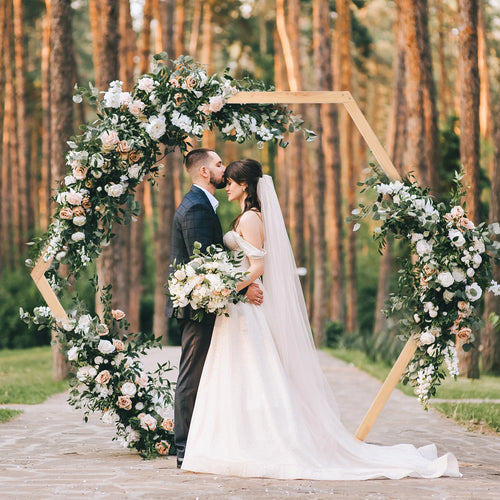 Hexagon Wooden Wedding Arch Frame Heavy Duty Flower Backdrop Stand
