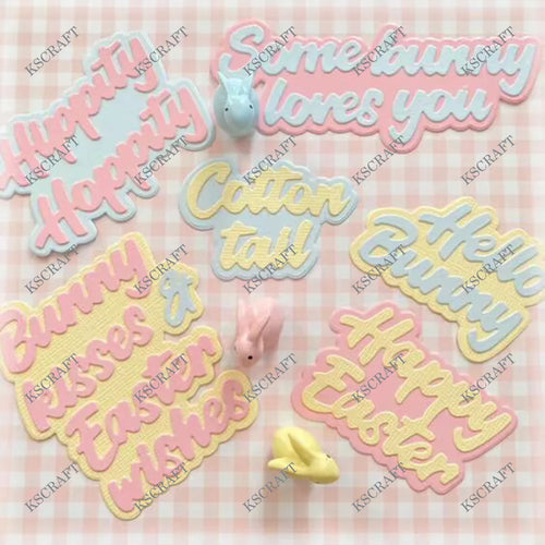 KSCRAFT 2025 Easter Sentiments Cutting Dies Stencils for DIY Scrapbooking Decorative Embossing DIY Paper Cards