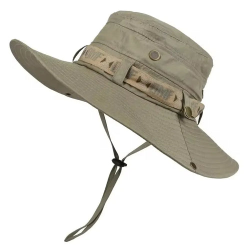 Herren Sommer Fischerhut Outdoor UV-Schutz Breiter Krempe Panama Safari Jagd Wanderhut Mesh Fischerhut Strand Sonnenhut