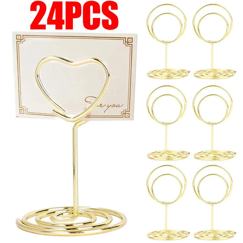 24/1PCS Metall Platzkartenhalter Fotoclip Ständer Hochzeit Tischnummer Namensschild Ständer Geburtstagsparty Heimdekoration Zubehör