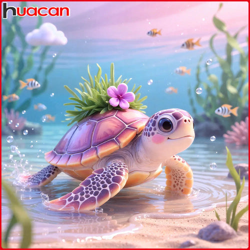 Huacan Diamond Painting Meeresschildkröte Blume Fisch Diamant Stickerei Komplette Kits Neuheiten