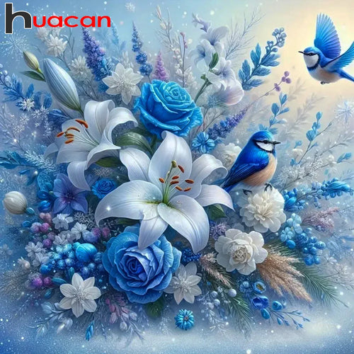 Huacan Neuheiten Diamond Painting Blumen Vollrunder Quadratischer Bohrer Mosaik Tier Vogel DIY Geschenk Kunst Heimdekoration Bastelset