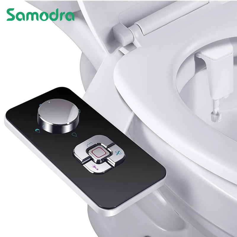 Bidet Toilet Seat Attachment Ultra-thin Non-electric Self-cleaning Dual Nozzles Frontal & Rear Wash Cold Water Personal Hygiene