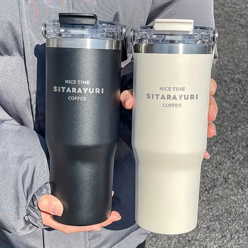 Große Isolierkanne, 863 ml Trinkbecher mit Strohhalm, einfache Wasserflasche