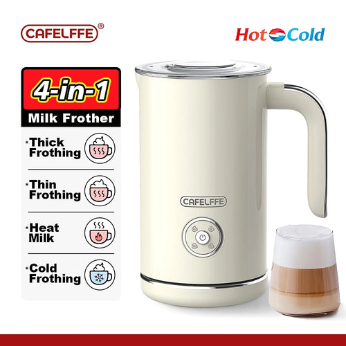 Cafelffe 4in1 Elektrischer Milchaufschäumer Schaumbereiter Schokoladenmixer Kalt/Heiß Latte Cappuccino Vollautomatischer Milchwärmer Kühler