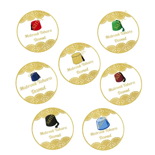 72/45 Personalisierte Beschneidung Mubarak Tahara Tasche Geschenkbox Bonbon Etiketten Selbstklebende Namensaufkleber Babyparty Weihnachtsdeko