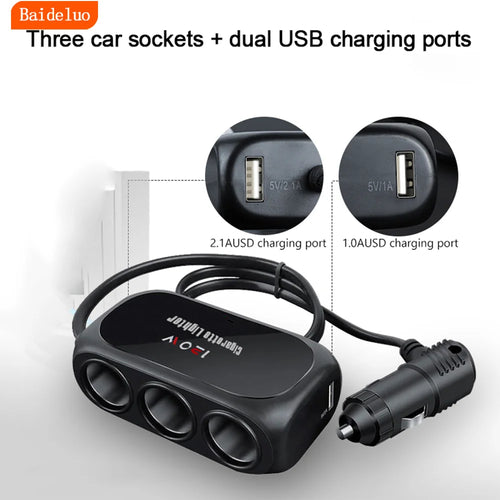 Auto Ein Abschleppen Drei Power Dual USB Schnittstelle Auto Ladegerät Multifunktions Auto Netzteil Stecker