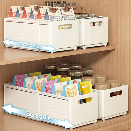 Kitchen Storage Box Retractable Multifunctional Storage Basket Cabinet Desktop Snack Spice Storage Box Fridge Kitchen Organizer