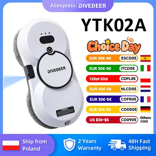 DIVEDEER Window Cleaning Robot Large Suction Spray Electric Anti-fall Remote Control Vacuum Cleaner