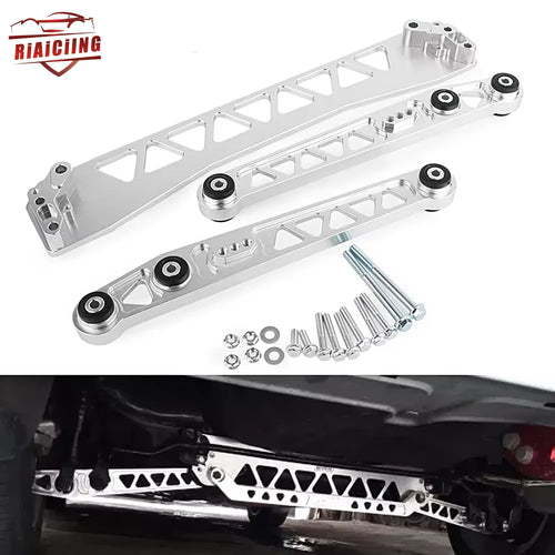Silber Billet Aluminium HINTERER HILFSRAHMEN VERSTÄRKUNG + SPURSTANGE + Hinterer Unterer Querlenker für Honda Civic EG 92-95 Fahrwerksteile Zubehör