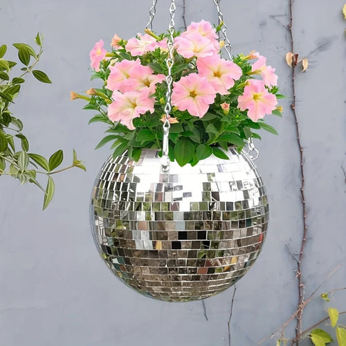 The Bohemian Orbit | Handcrafted Disco Mirror Ball Hanging Planter