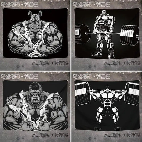 Orangutan rhino animal fitness tapestry wall hanging macho background cloth living room bed home decoration