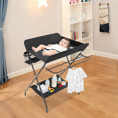 Baby Wickeltisch Wickeltisch klappbar mit Ablagefächern Wickelauflage mit Höhenleiter Großer Wickeltisch 80 x 63cm