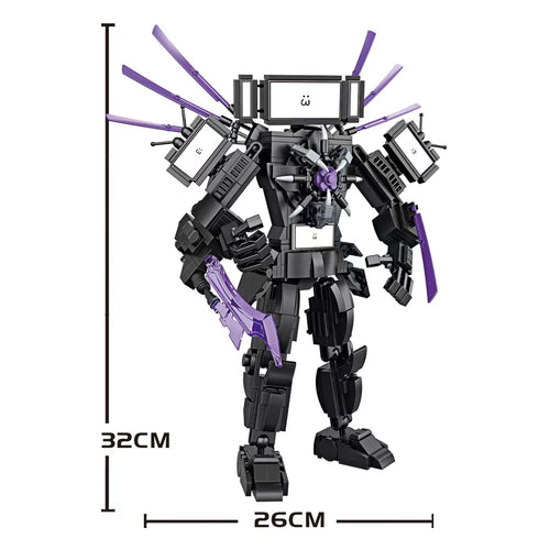 MOC Dark TV Man Plus Skibidi Toilet Man Bausteine Spielzeug Titan Clock Man Female Modell DIY Geschenk Spielzeug für Kinder
