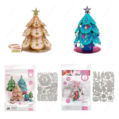 Weihnachtsglocken und Weihnachtsbäume Geschenkbox Stanzschablone Metall Stanzschablone für Bastelarbeiten Stanzschablonen DIY Herstellung Grußkarte Scrapbook Dekoration