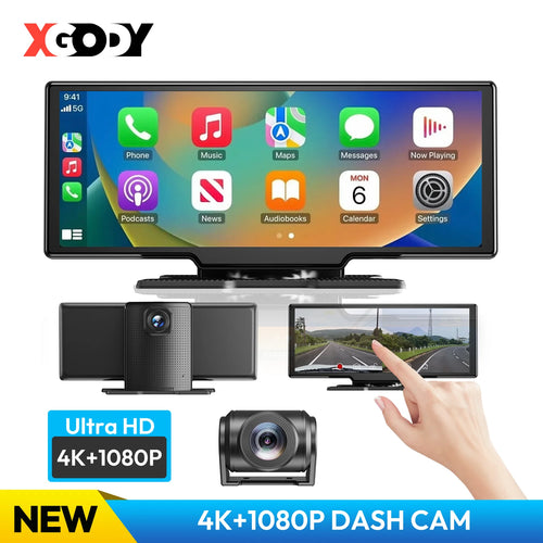 XGODY 4K HD Touchscreen CarPlay Android Auto Dashcam 10,26" großer Bildschirm kabelloses Radio Multimedia